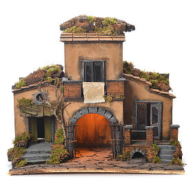 Szopka neapolitańska: Kamienica z bramą szopka neapolitańska styl wiek XVII 48x55x35 Szopka neapolitańska: Kamienica z bramą szopka neapolitańska styl wiek XVII 48x55x35