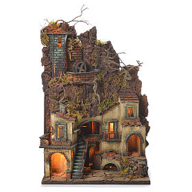 Neapolitan Nativity Village, 1700 style with castle and mill 65x40x30cm
