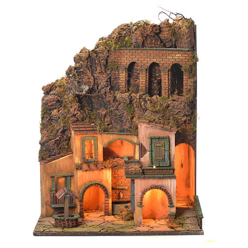 Neapolitan Nativity Village, 1700 style with fountain and well 60x50x42cm 1