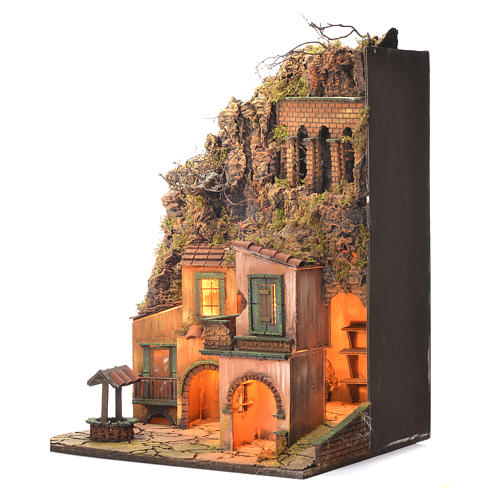 Neapolitan Nativity Village, 1700 style with fountain and well 60x50x42cm 3