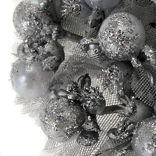 Coroa de vela glíter prateado decoração de Natal 3