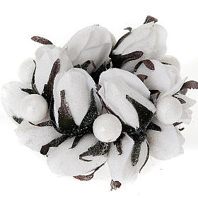 Decori natalizi per la casa: Girocandela roselline glitter argentato addobbo Natale Decori natalizi per la casa: Girocandela roselline glitter argentato addobbo Natale