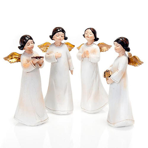 Statuette angeli 4 pezzi 13 cm addobbi natalizi