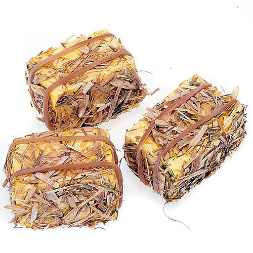 Nativity scene accessories, 3-piece hay bale set 1