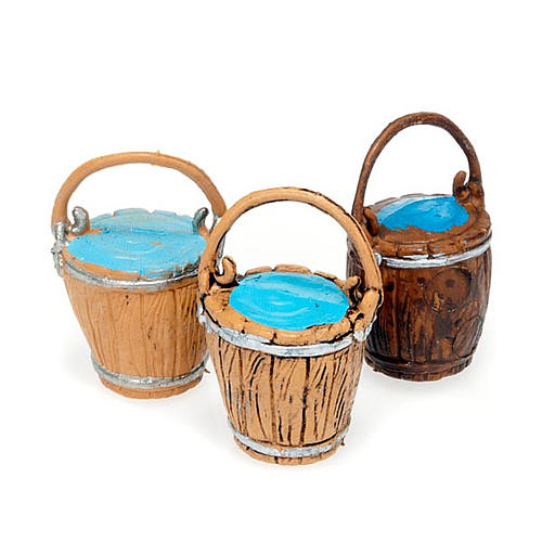Nativity scene accessories, 3-piece buckets with handle set 1