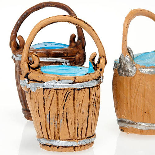Nativity scene accessories, 3-piece buckets with handle set 2