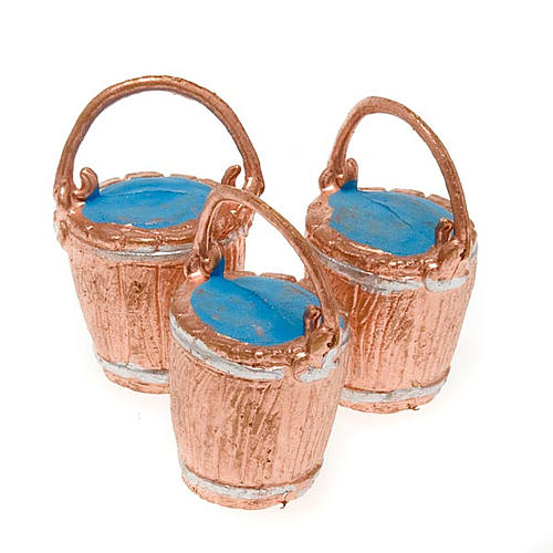 Nativity scene accessories, 3-piece buckets with handle set 3