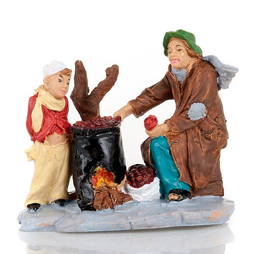 Nativity set, Roast chestnut seller figurine with boy 4