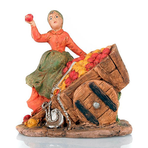 Vendedora de manzanas con carrito 10 cm 6