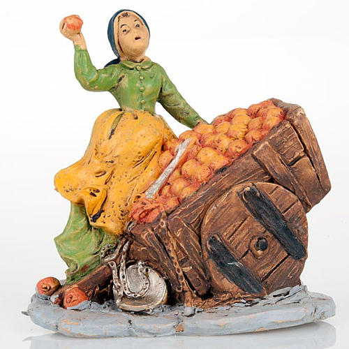 Nativity scene, apple seller figurine with cart 5