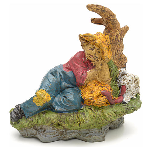 Nativity scene, sleeping shepherd figurine with dog 10cm 1