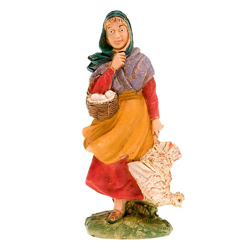 Nativity set accessory, woman with chicken figurine 1
