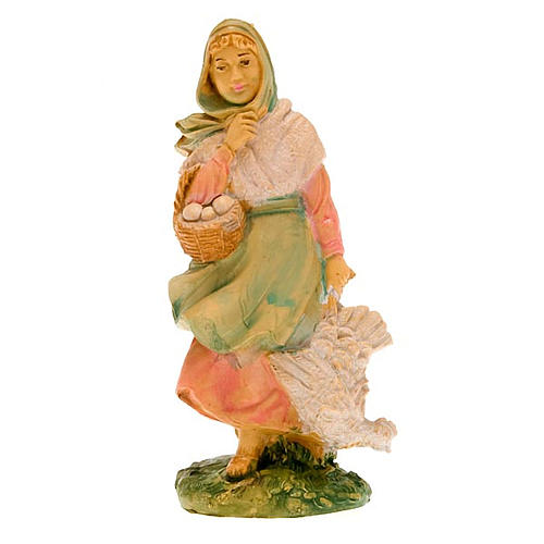 Nativity set accessory, woman with chicken figurine 2