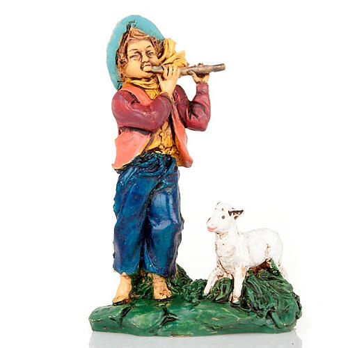 Nativity set accessory, Shepherd with flute and sheep 1
