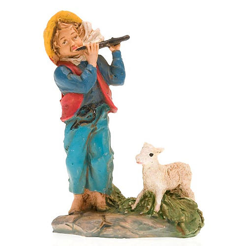 Nativity set accessory, Shepherd with flute and sheep 3