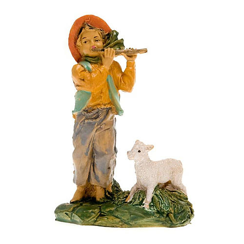 Nativity set accessory, Shepherd with flute and sheep 4