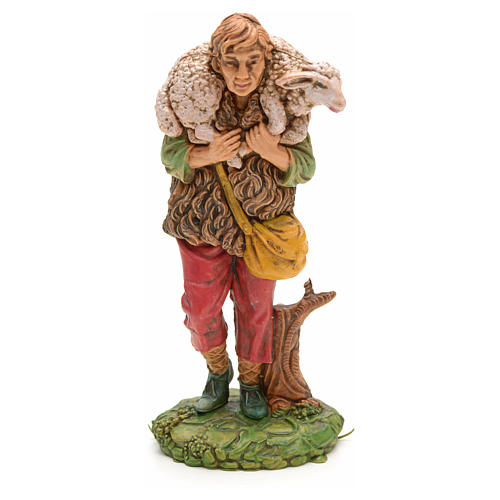 Nativity set accessory, Shepherd with sheep on his shoulder 1
