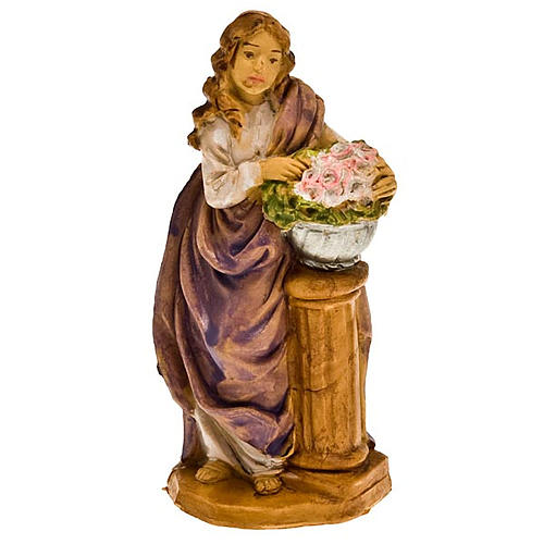 Nativity set accessory,Woman with flowers figurine 1