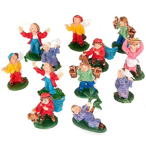 Nativity set accessory, 12 shepherds figurines 3cm 1
