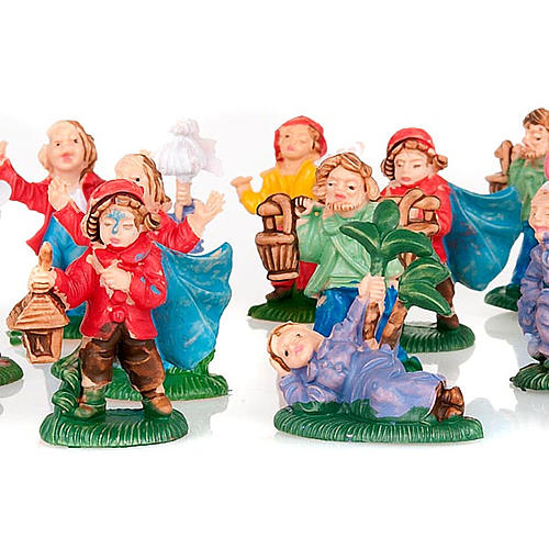 Nativity set accessory, 12 shepherds figurines 3cm 2