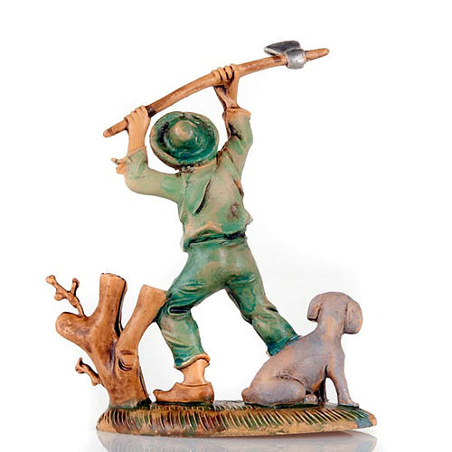 Nativity set accessory, Woodcutter with hatchet and dog 2