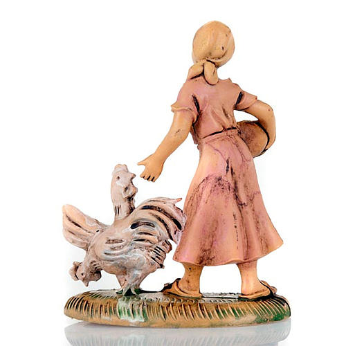 Nativity set accessory, Woman with chicken and basket 8cm 2