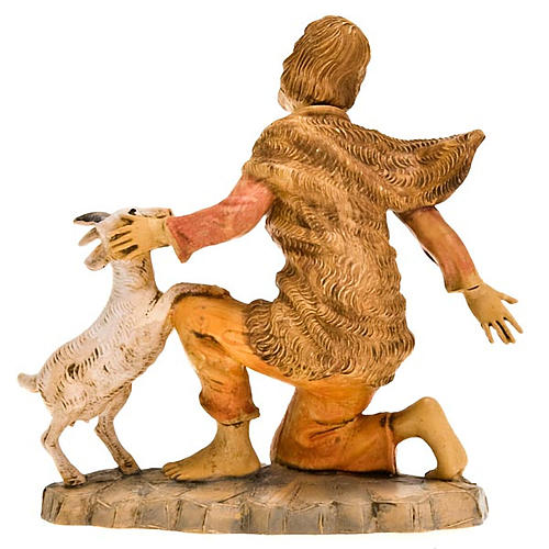Nativity set accessories, shepherd on his knees figurine with sh 2