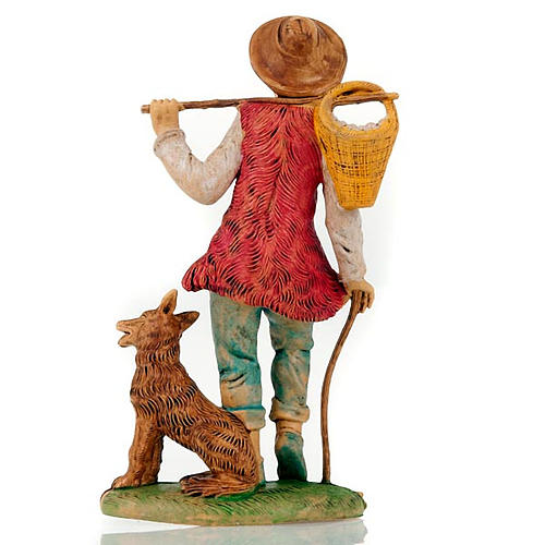 Nativity set accessory, shepherd with bread and basket figurine 2