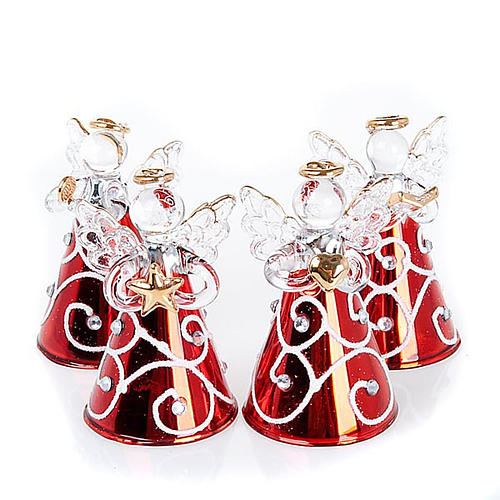 Christmas decoration, set of 4 glass angels with red vest 1