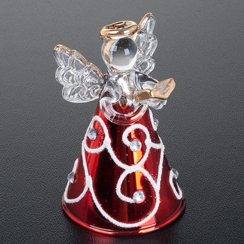 Christmas decoration, set of 4 glass angels with red vest 4