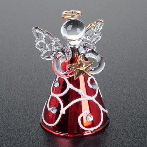 Christmas decoration, set of 4 glass angels with red vest 5