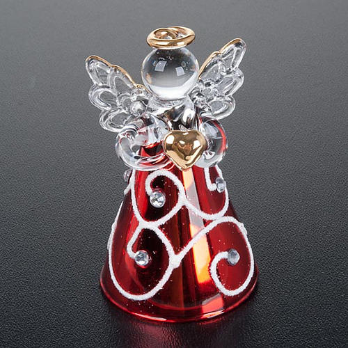 Christmas decoration, set of 4 glass angels with red vest 6