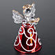 Christmas decoration, set of 4 glass angels with red vest s4