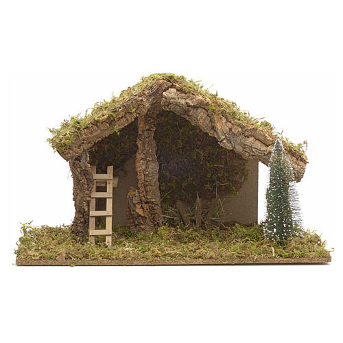 Nativity stable with hayloft and stairs 1