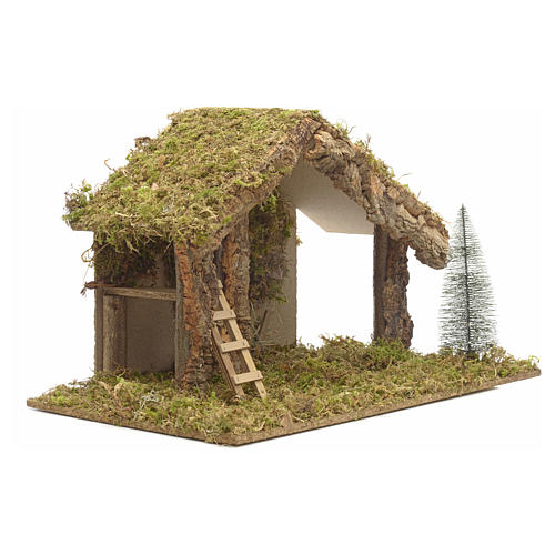 Nativity stable with hayloft and stairs 2