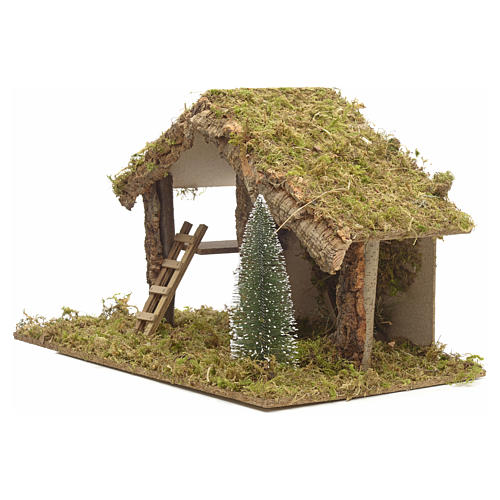 Nativity stable with hayloft and stairs 3
