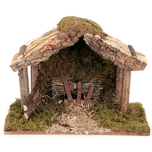 Nativity stable, wood, moss and cork 1