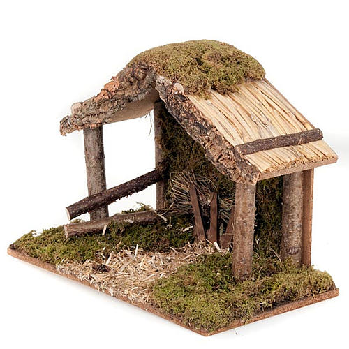 Nativity stable, wood, moss and cork 3
