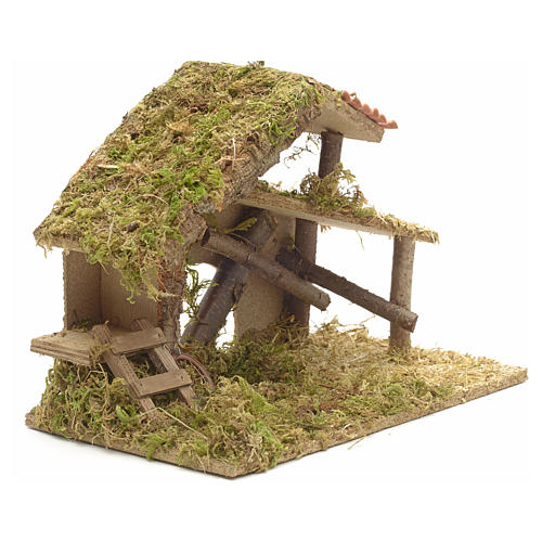 Nativity crib, moss and cork with manger and stairs 2
