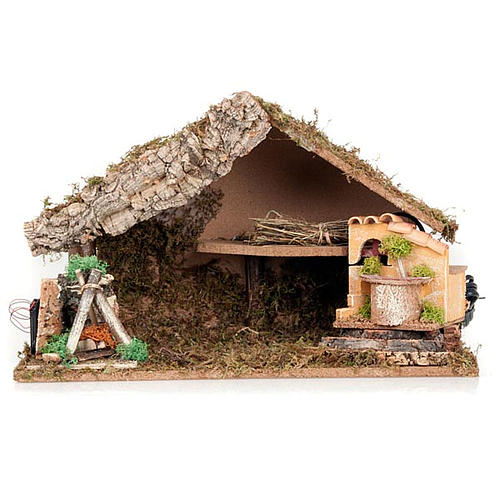 Nativity crib with water well and LED oven 1