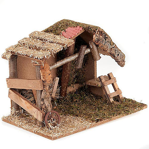 Étable crèche liège avec mangeoire 35x20x24 3
