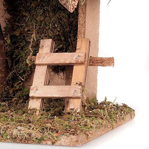 Capanna presepi sughero con mangiatoia scaletta 35x20x24 6