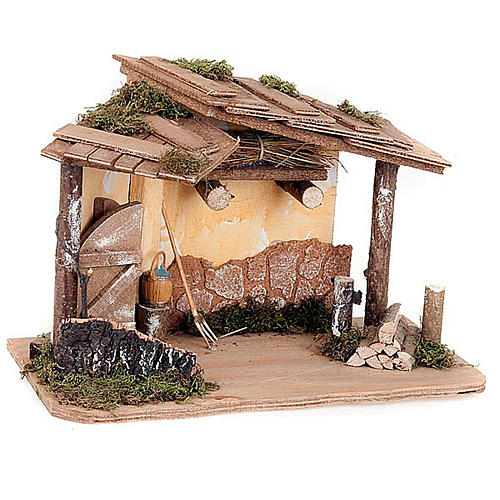 Nativity stable with plaster wall and tools 2