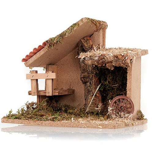 Escalier Avec Balustrade Pour Crèche De Noël - Bois Et Polyester, Dimensions 16x18x24 Cm, Artisanal Italien