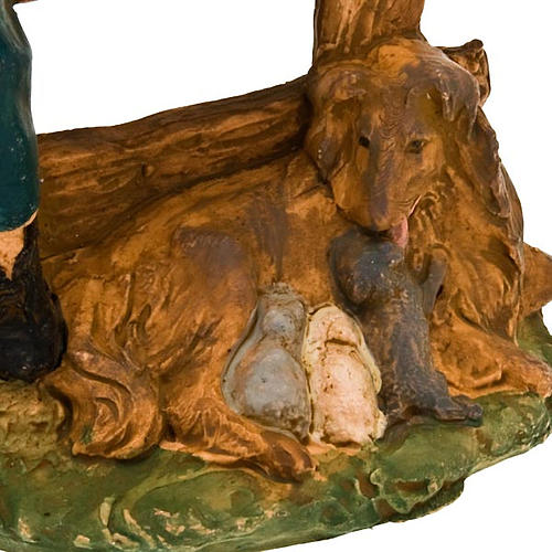 Ragazzo su staccionata con cane e cuccioli 13 cm 2