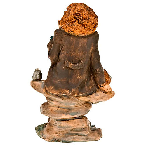 Pescatore su Roccia - mov h 15 cm | Statue Presepe Terracotta in Movimento - 15 cm | Frisa Presepi