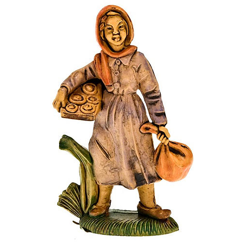 Nativity figurine, shepherdess with tray and bundle 8cm 1