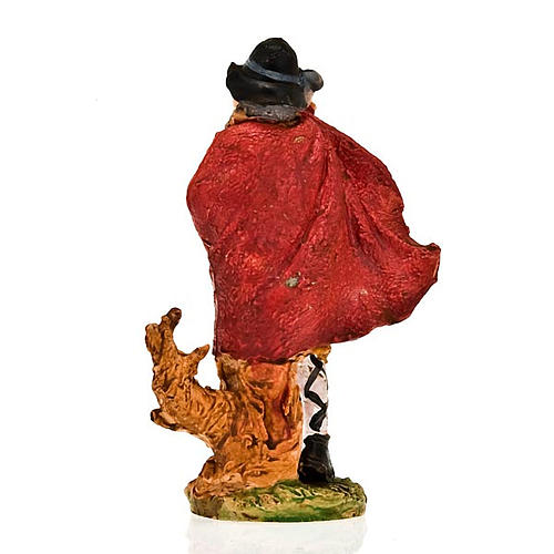Nativity figurine 13cm, bagpiper player with red mantle 2