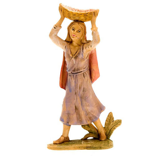 Nativity figurine Young shepherdess with basket on her head 18cm 1