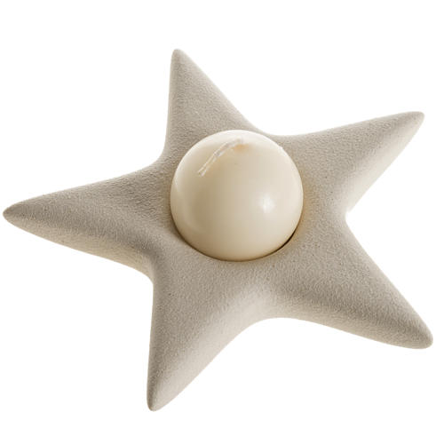 Christmas star candle holder in ivory porcelain gres 2